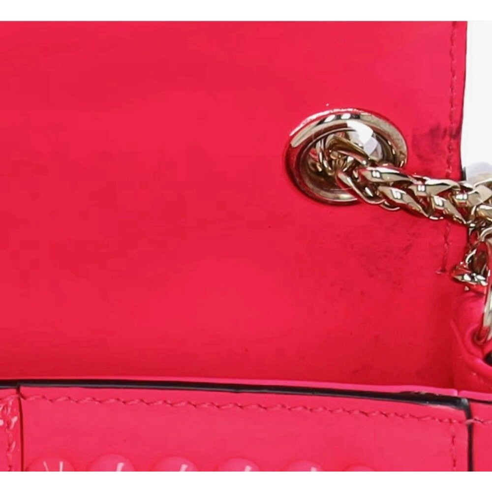 Preloved Christian Louboutin Hot Pink Leather Spiked Sweet Charity Crossbody Bag - Picture 7 of 8